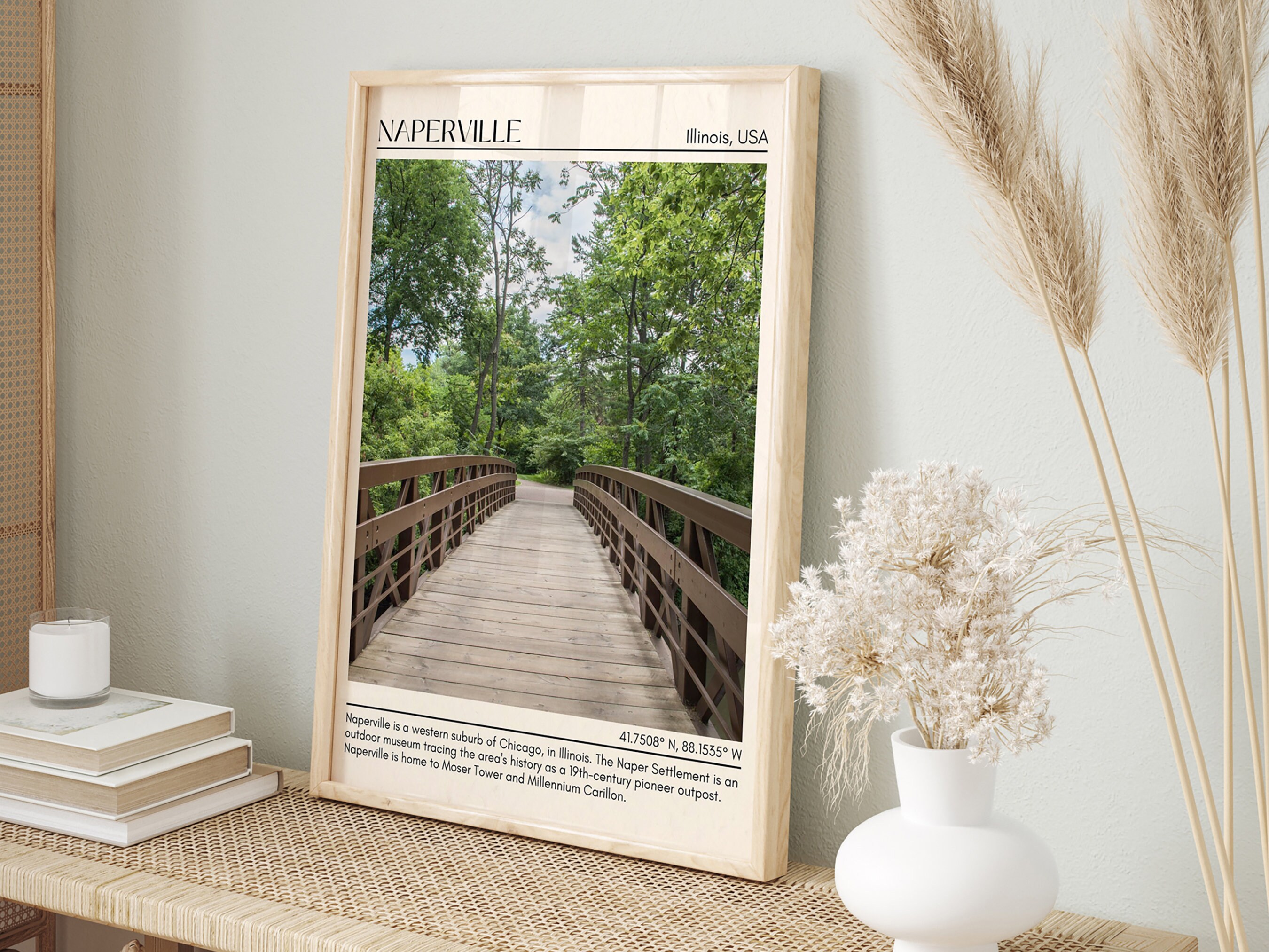 Naperville Minimal Wall Art, Naperville Canvas, Naperville Framed