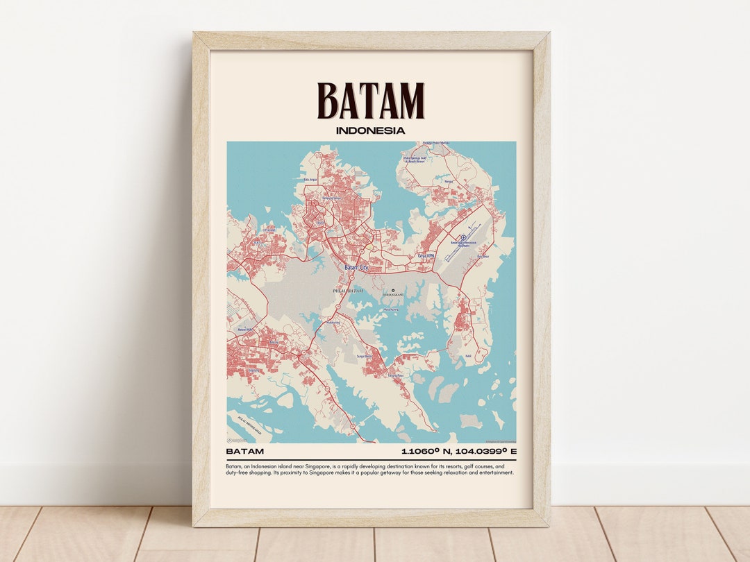 Batam Map Wall Art, Batam Canvas, Batam Photo, Batam Framed Poster