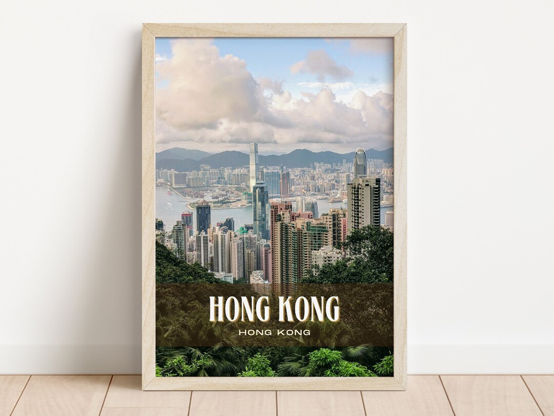 Hong Kong Retro Wall Art, Hong Kong Canvas, Hong Kong Photo, Hong Kong