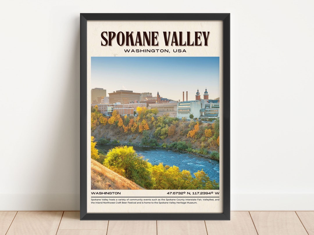 INSTANT DIGITAL DOWNLOAD, Spokane Valley Vintage Wall Art, Spokane