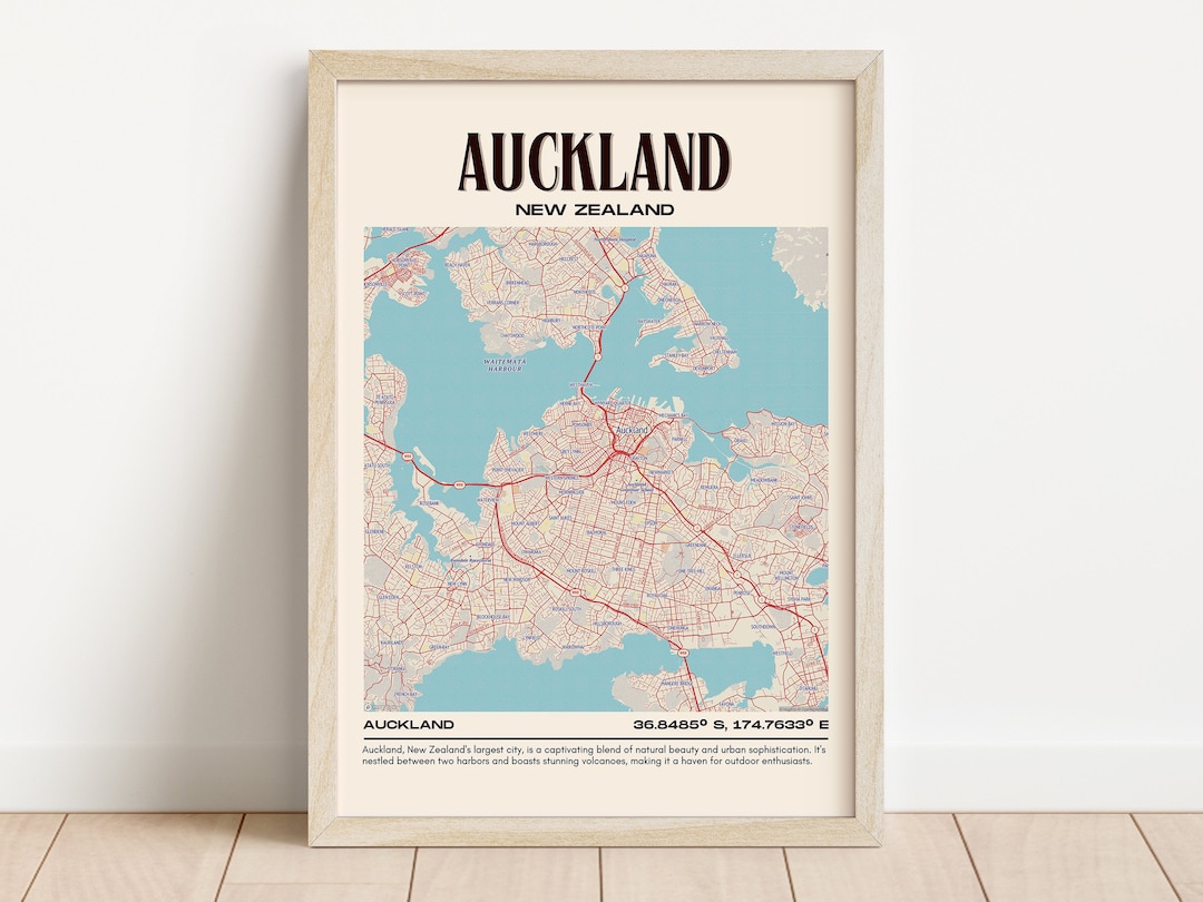 Auckland Map Wall Art, Auckland Canvas, Auckland Photo, Auckland Framed Poster, Auckland Wall