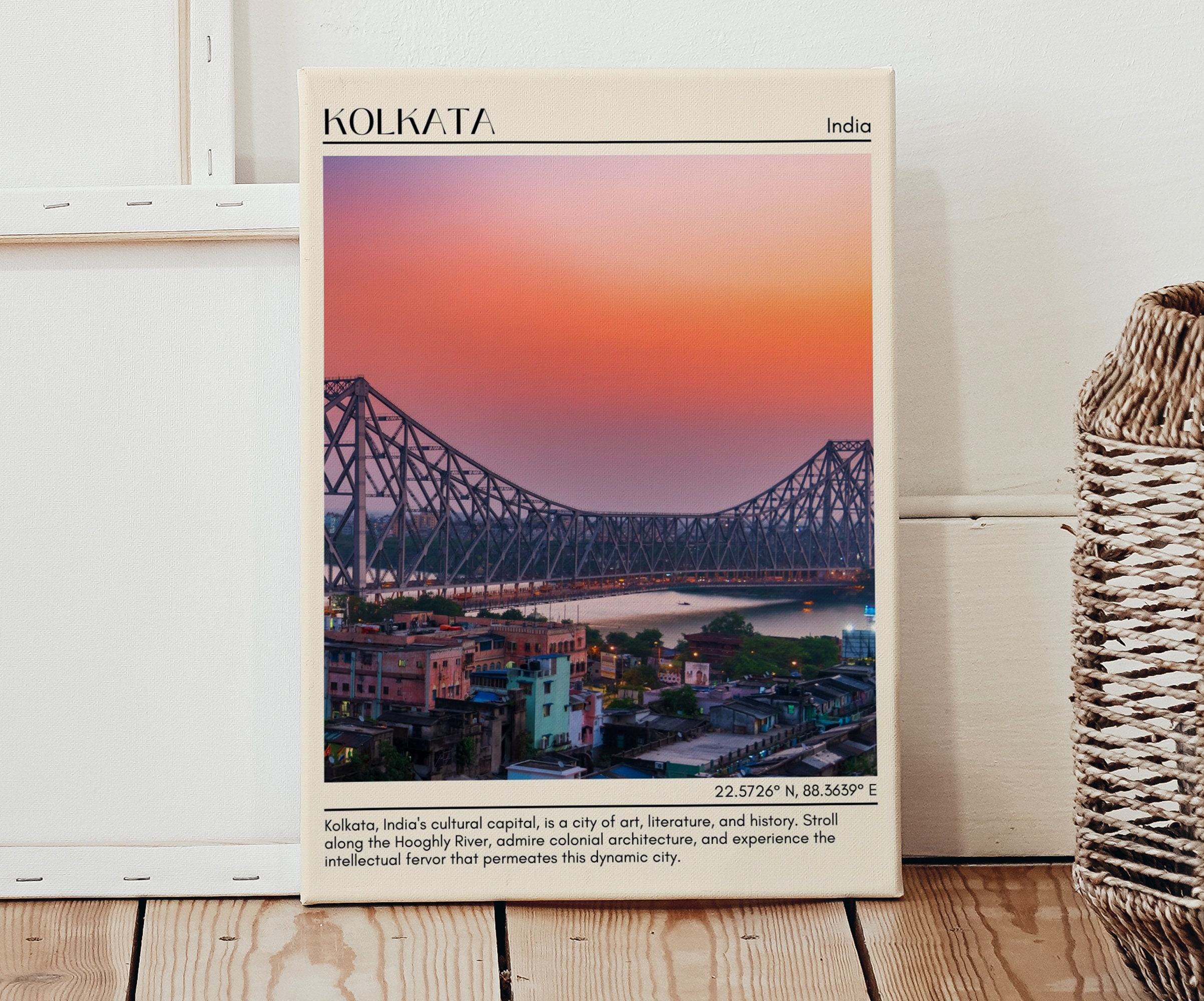 Kolkata Minimal Wall Art, Kolkata Canvas, Kolkata Photo, Kolkata Framed