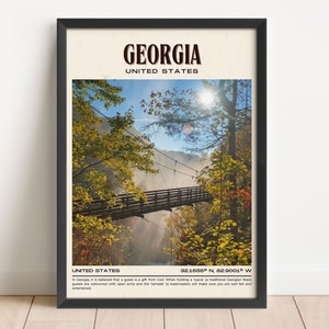 Georgia Vintage Wall Art, Georgia Canvas, Georgia Framed Poster, Georgia Photo, Georgia Poster Print, Georgia Wall Decor, United States