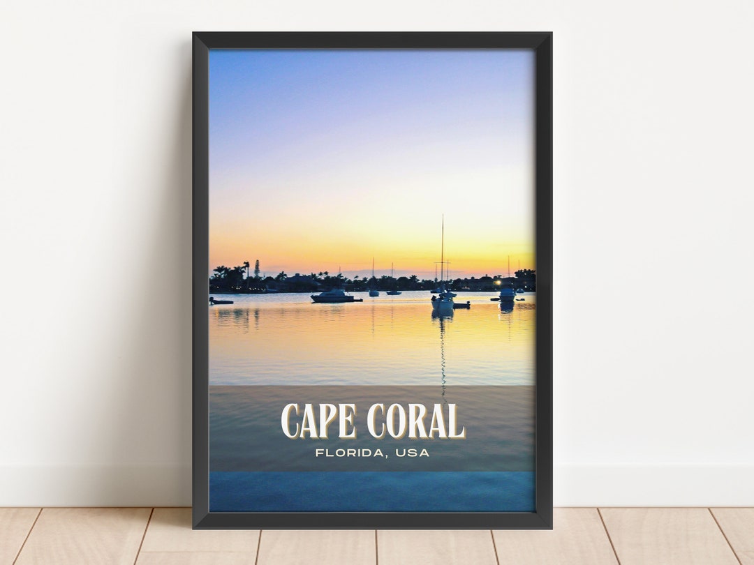 Cape Coral Retro Wall Art, Cape Coral Canvas, Cape Coral Framed Poster, Cape Coral Photo, Cape