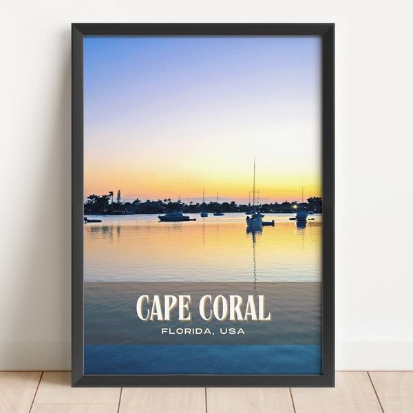 INSTANT DIGITAL DOWNLOAD, Cape Coral Retro Wall Art, Cape Coral Canvas, Cape Coral Poster, Cape Coral Photo, Cape Coral Wall Decor, Usa