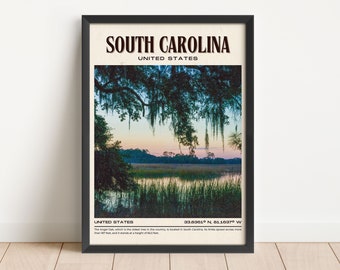 South Carolina Vintage Wall Art, South Carolina Canvas, South Carolina Framed Poster, South Carolina Poster Print, South Carolina Wall Decor