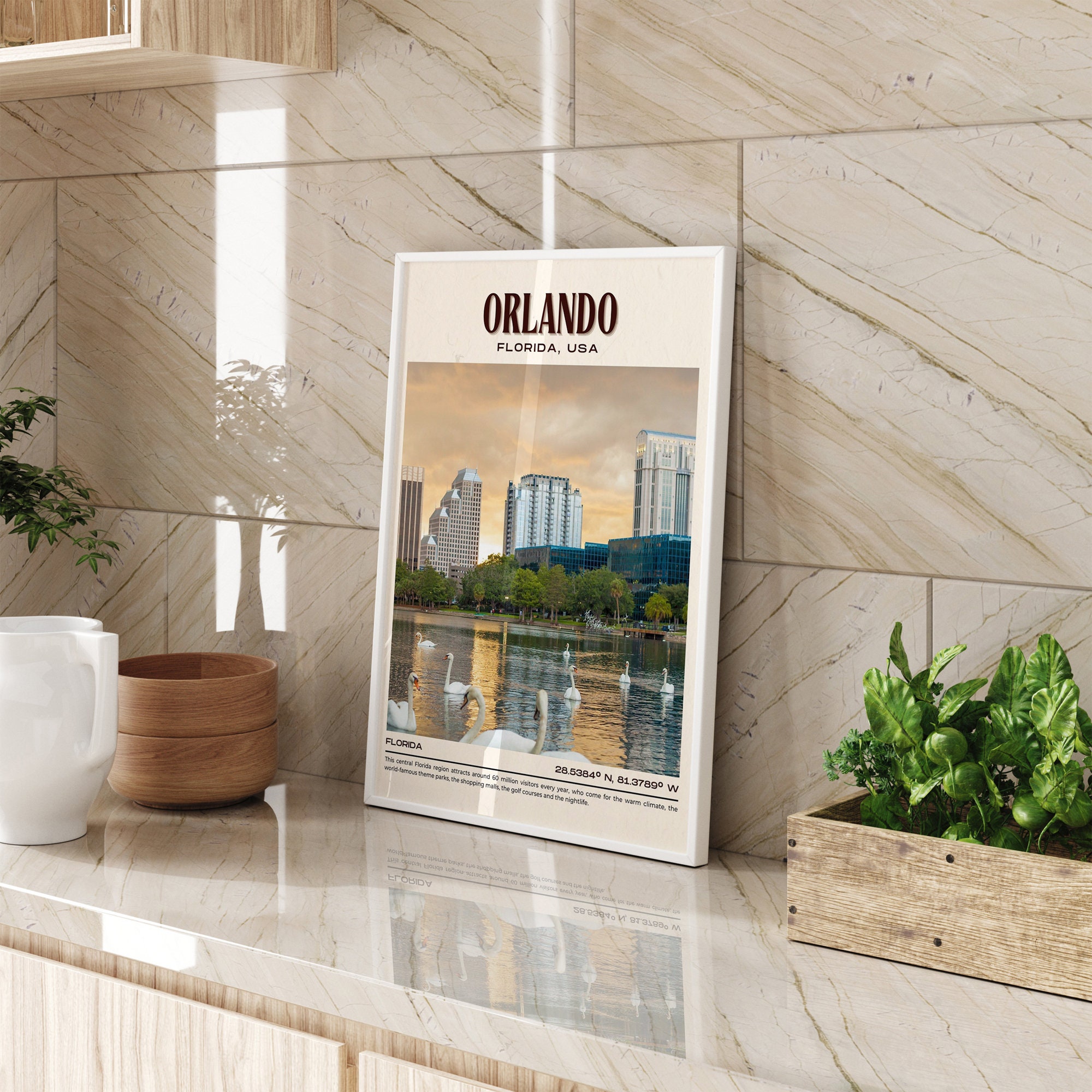 INSTANT DIGITAL DOWNLOAD, Orlando Vintage Wall Art, Orlando Canvas