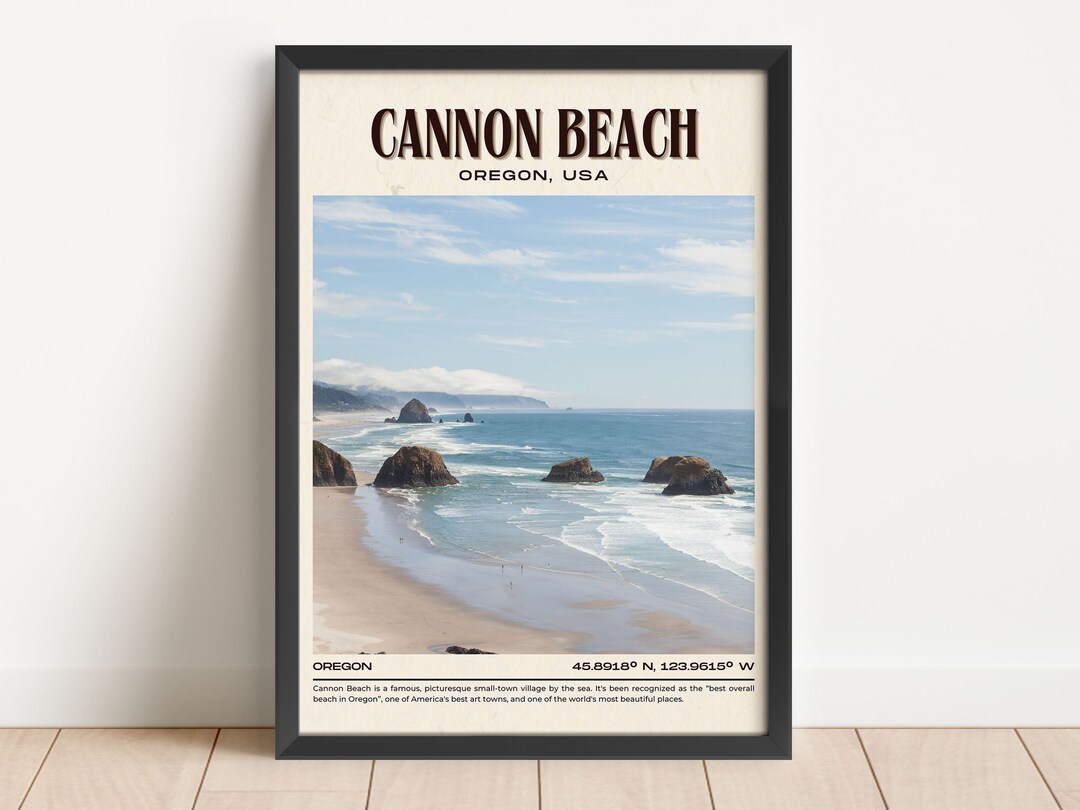 INSTANT DIGITAL DOWNLOAD, Cannon Beach Vintage Wall Art, Cannon Beach