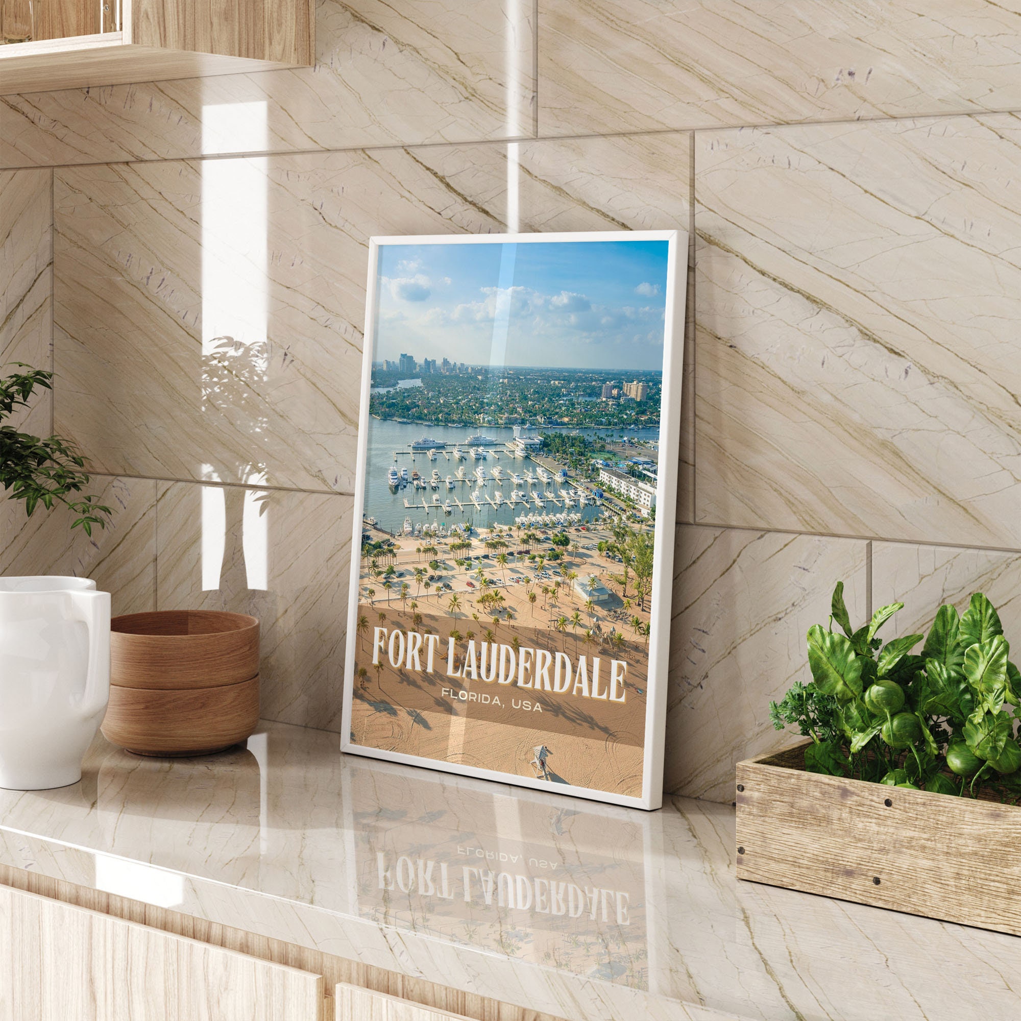 Fort Lauderdale Retro Wall Art, Fort Lauderdale Canvas, Fort Lauderdale