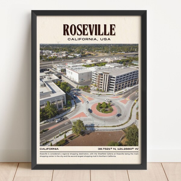 Roseville Vintage Wall Art, Roseville Canvas, Roseville Framed Poster, Roseville Photo, Roseville Poster Print, Roseville Wall Decor, USA