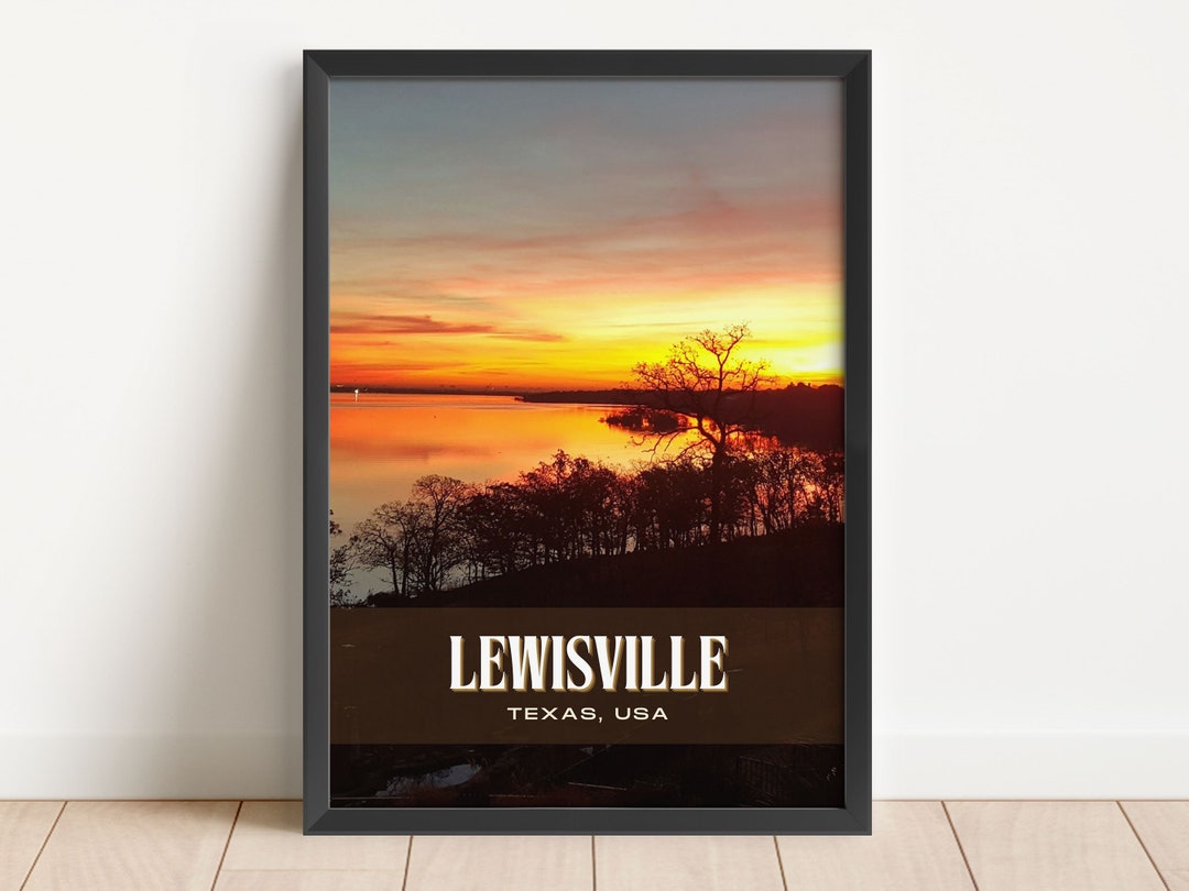 INSTANT DIGITAL DOWNLOAD, Lewisville Retro Wall Art, Lewisville Canvas