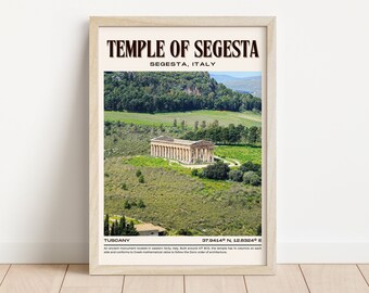 Temple of Segesta Italy Wall Art, Temple of Segesta Cityscapes Painting Framed Wall Art Canvas, Wall Hanging Home Décor, Italy Travel Gift