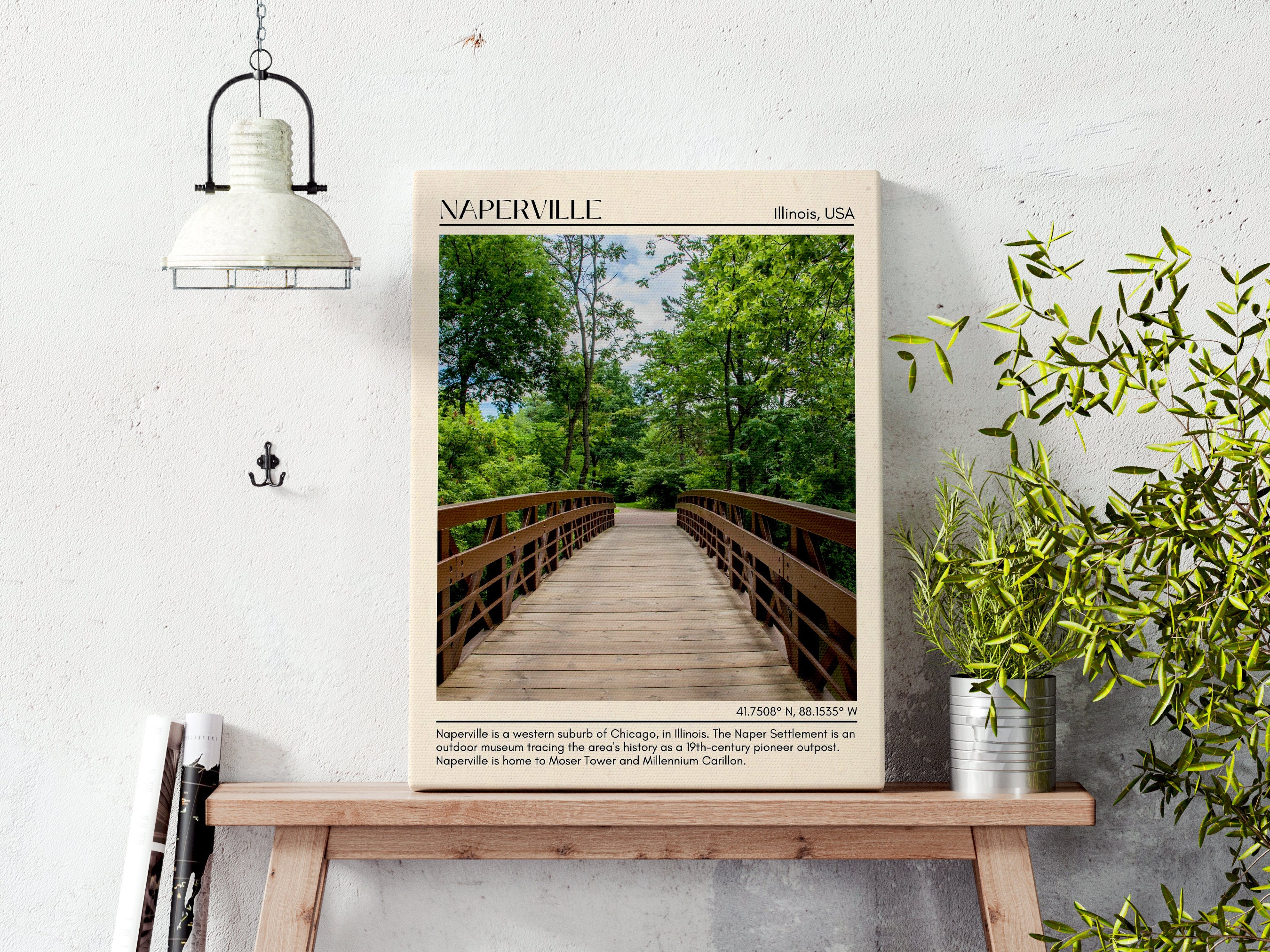 Naperville Minimal Wall Art, Naperville Canvas, Naperville Framed