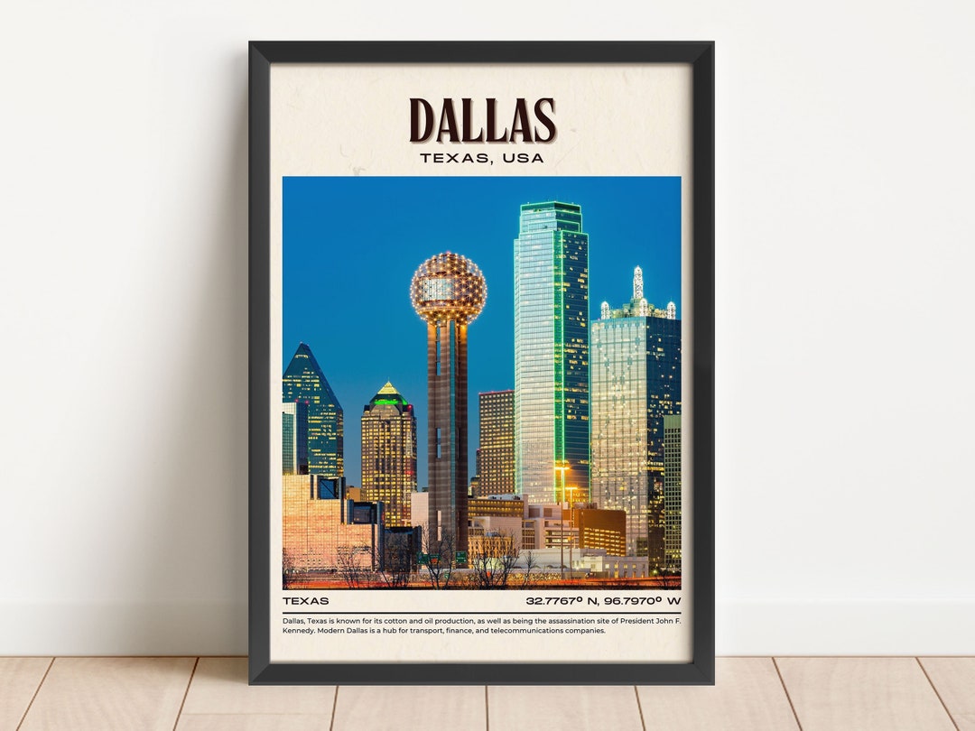 Dallas Vintage Wall Art, Dallas Canvas, Dallas Framed Poster, Dallas