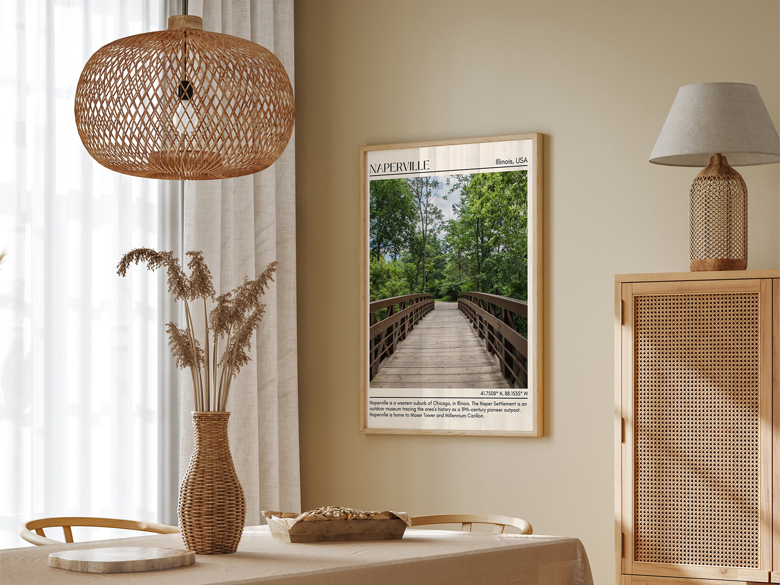 Naperville Minimal Wall Art, Naperville Canvas, Naperville Framed