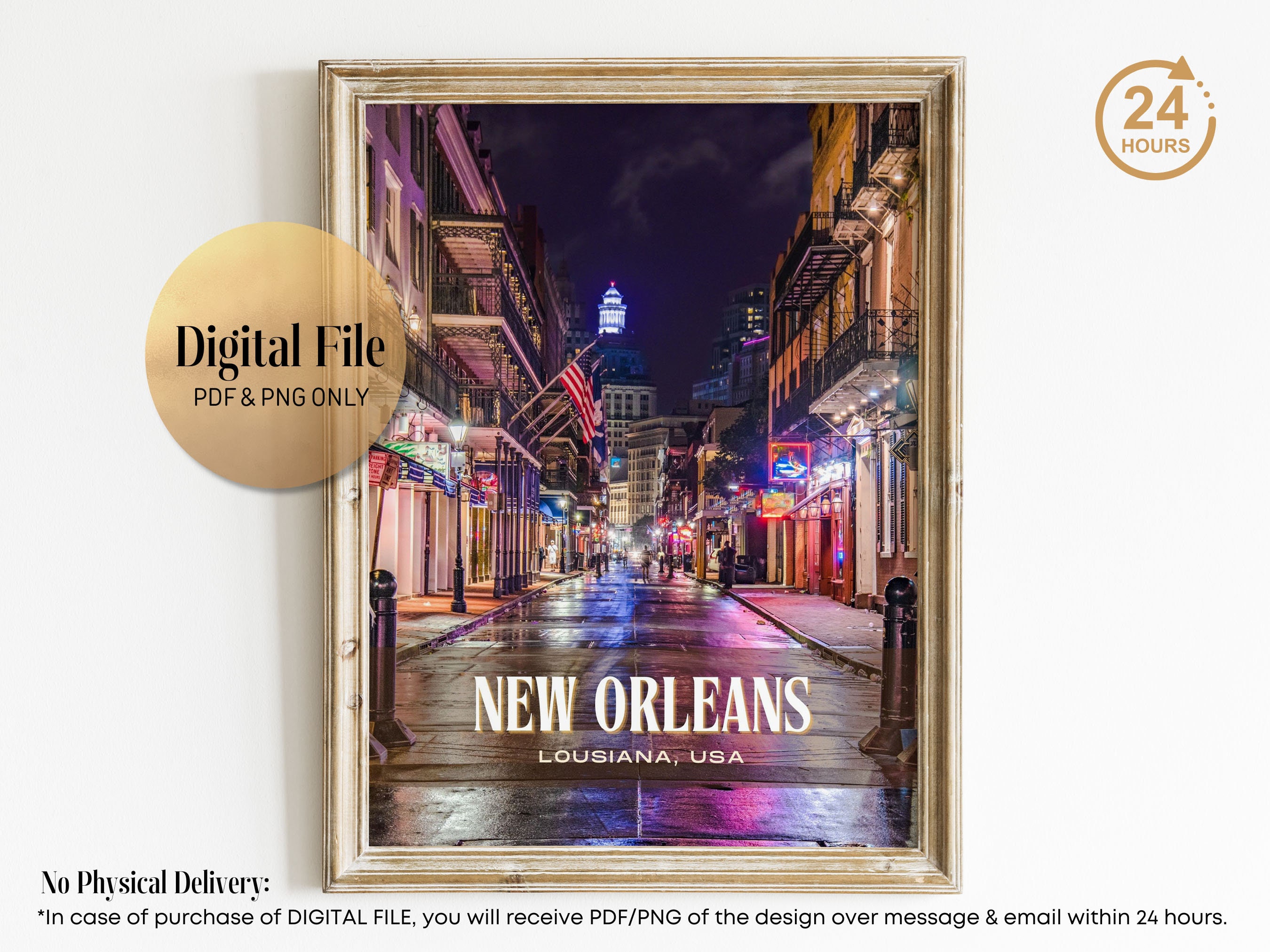 New Orleans Retro Wall Art, New Orleans Canvas, New Orleans Framed