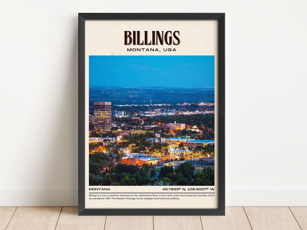 INSTANT DIGITAL DOWNLOAD, Billings Vintage Wall Art, Billings Canvas