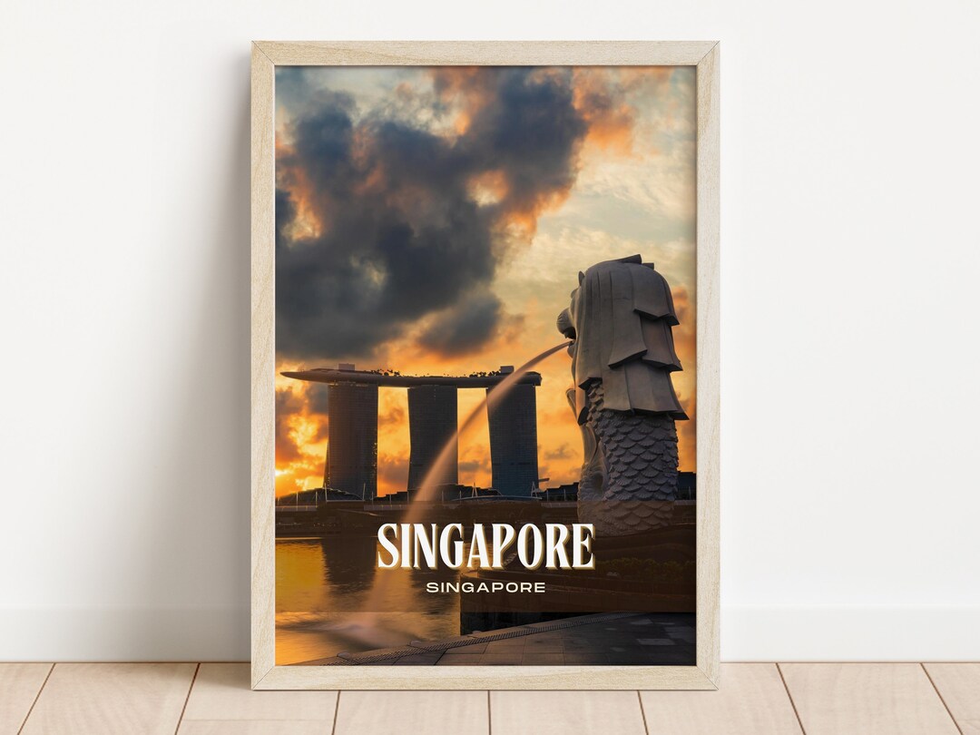 Singapore Retro Wall Art, Singapore Canvas, Singapore Photo, Framed