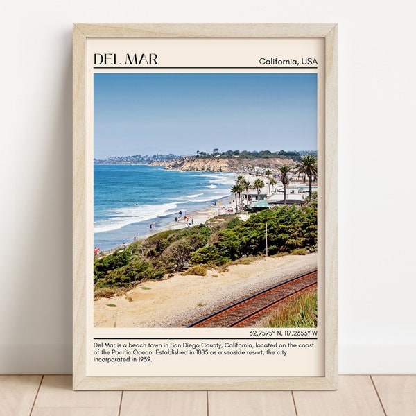 INSTANT DIGITAL DOWNLOAD, Del Mar Wall Art Canvas, San Diego Travel Poster, California Usa Print Retro, Us Cities Prints, San Diego Wall Art