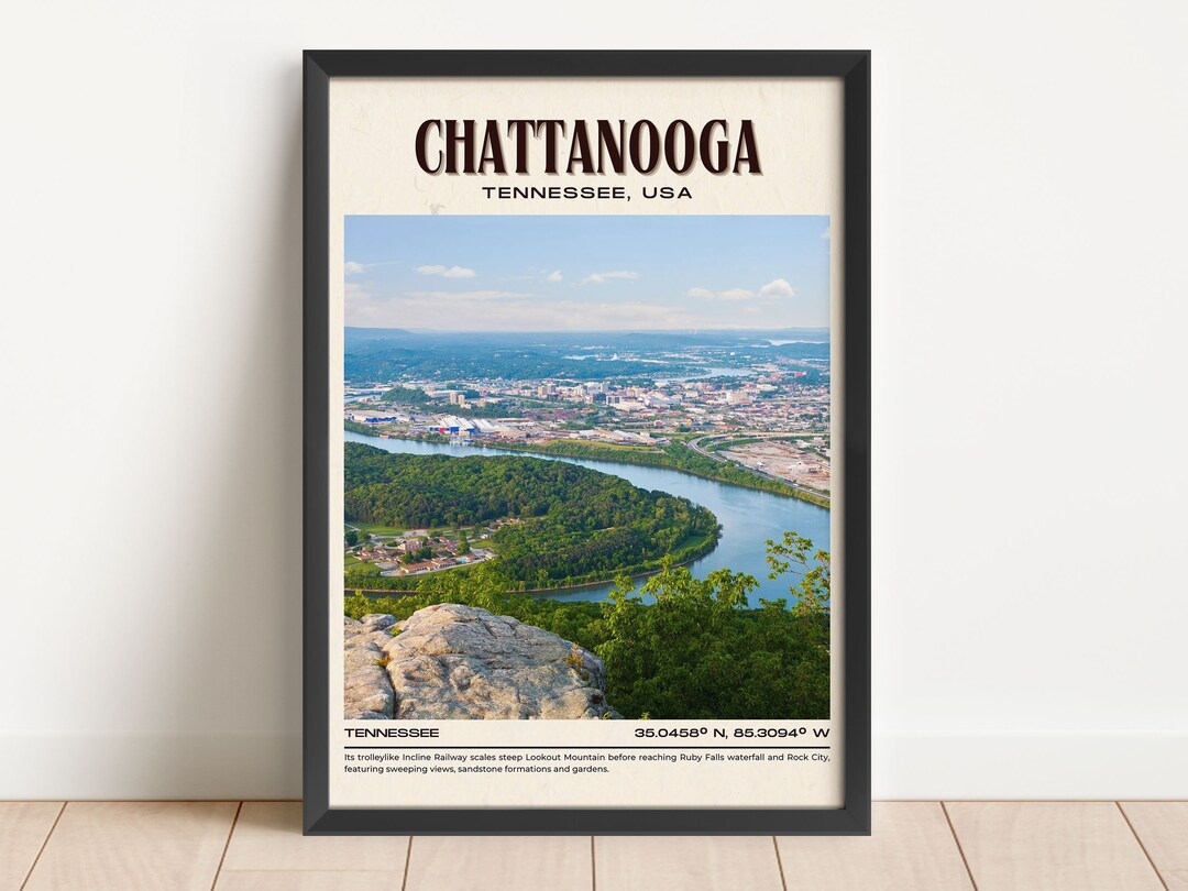 Chattanooga Vintage Wall Art, Chattanooga Canvas, Chattanooga Framed Poster, Chattanooga Photo