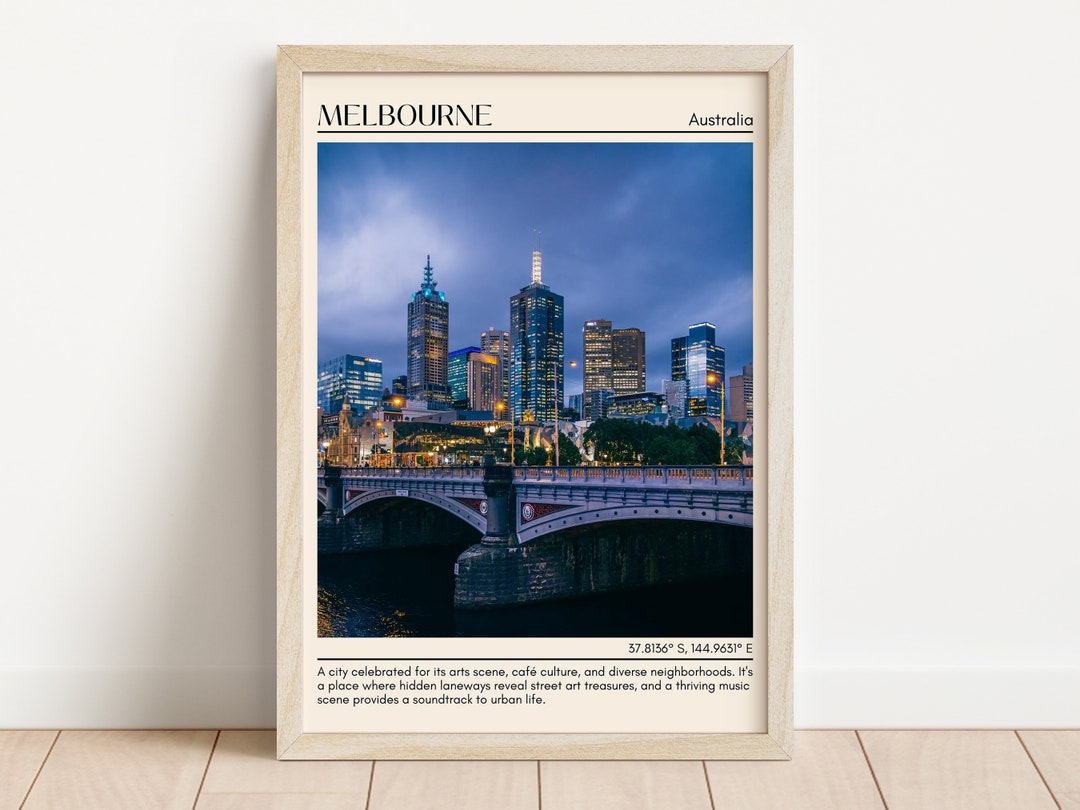 Melbourne Minimal Wall Art, Melbourne Canvas, Melbourne Photo