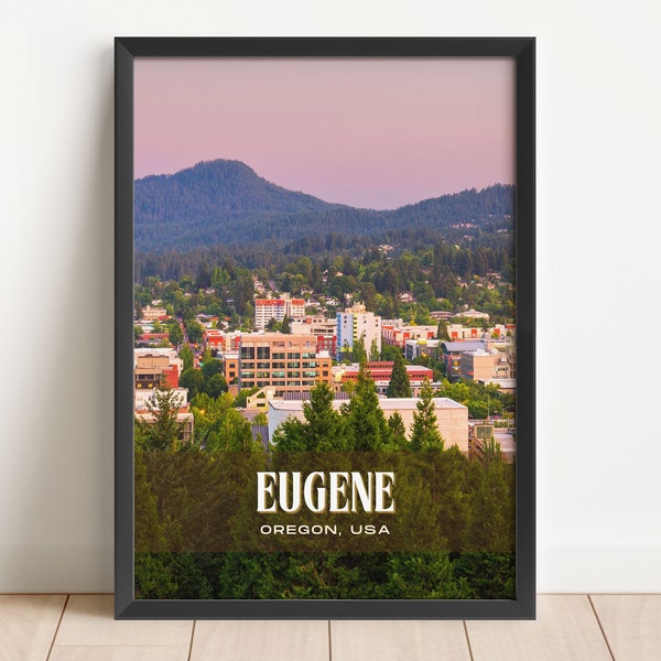 Eugene Retro Wall Art, Eugene Canvas, Eugene Framed Poster, Eugene Photo, Eugene Poster Print, Eugene Wall Decor, USA Poster, Oregon