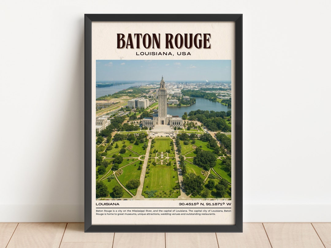 Baton Rouge Vintage Wall Art, Baton Rouge Canvas, Baton Rouge Framed