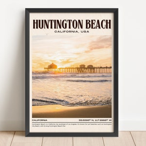 INSTANT DIGITAL DOWNLOAD, Huntington Beach Vintage Wall Art, Huntington Beach Canvas, Huntington Beach Poster, Huntington Beach Photo, Usa