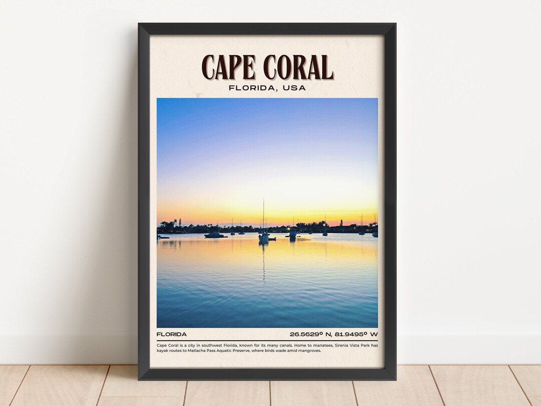 Cape Coral Vintage Wall Art Cape Coral Canvas Cape Coral Etsy