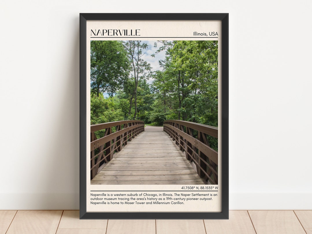 Naperville Minimal Wall Art, Naperville Canvas, Naperville Framed