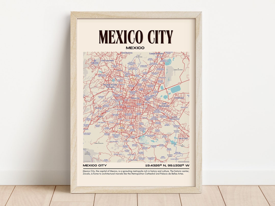 Mexico City Map Wall Art, Mexico City Canvas, Mexico City Photo, Mexico