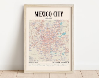 Mexico City Map Wall Art, Mexico City Canvas, Mexico City Photo, Mexico City Framed Poster, Mexico City Wall Decor, Mexico City Poster