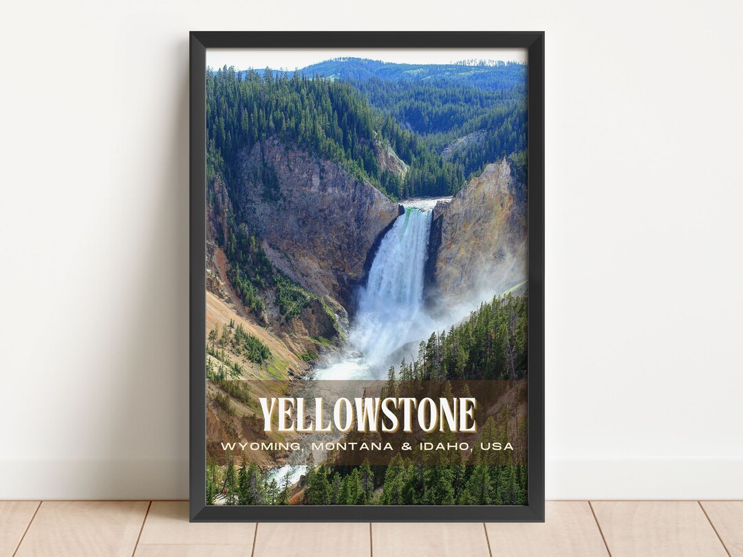 Yellowstone Retro Wall Art, Yellowstone Canvas, Yellowstone Framed