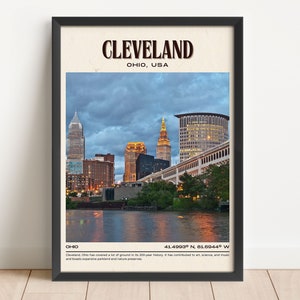 Cleveland Vintage Wall Art, Cleveland Canvas, Cleveland Framed Poster, Cleveland Photo, Cleveland Poster Print, Cleveland Wall Decor, Ohio