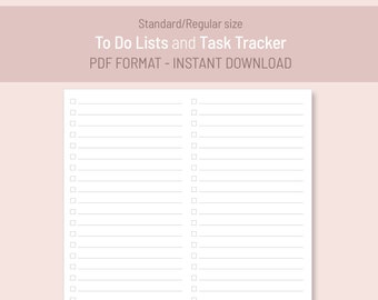 Checklist - To Do Lists and Task Tracker | Standard size TN Insert | Printable PDF for FoxyFix 6 Midori Travelers Notebook, instant download