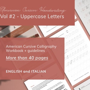 Printable Uppercase Business cursive calligraphy practice guide workbook. American cursive handwriting PDF Worksheet