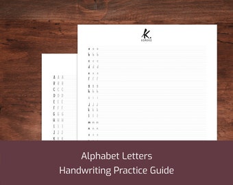 ALPHABET LETTERS ONLY - Printable handwriting practice guide: uppercase and lowercase. Italic font worksheets for Procreate & Print.