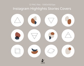 Iconos geométricos de Instagram Story Highlight, Iconos dibujados a mano, portada de historias, Instagram, Iconos de redes sociales para moda, Belleza, Estilo de vida