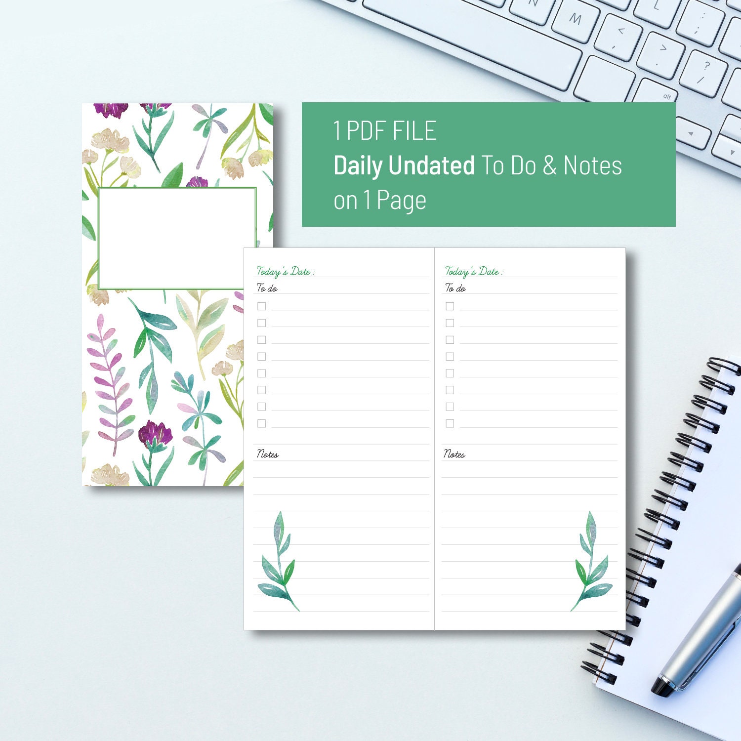 To Do Notes.pdf Undated Daily To Do & Notes Standard size TN Insert | Etsy