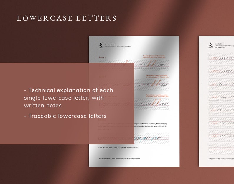 Printable Lowercase Letters & Numbers Business cursive calligraphy practice guide workbook. American cursive handwriting PDF Worksheet image 5