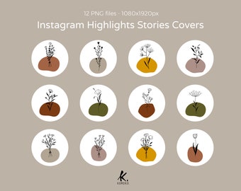 Iconos de los iconos de los aspectos destacados de la historia de Instagram botánico, iconos Boho dibujados a mano, portada de historias, Instagram, iconos de redes sociales para moda y belleza