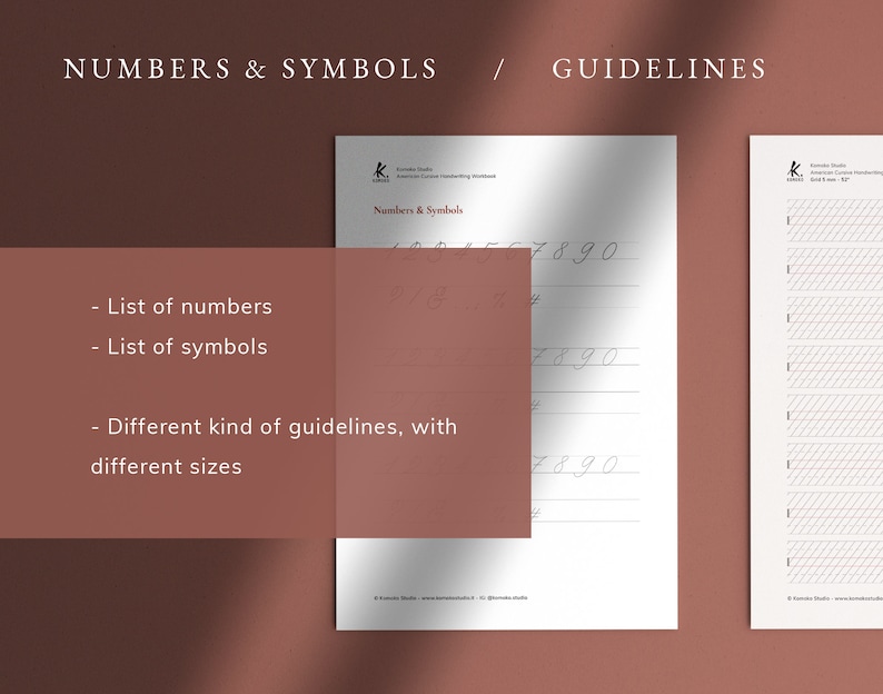 Printable Lowercase Letters & Numbers Business Cursive Calligraphy