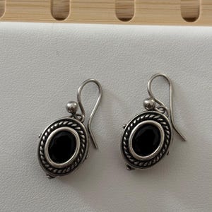 Sterling silver and black quartz earrings