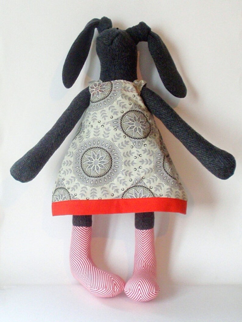 rabbit lover gift bunny baby shower bunny doll handmade bunny plushie bunny soft toy stuffed animal funny sewing toy Rabbit in a dress