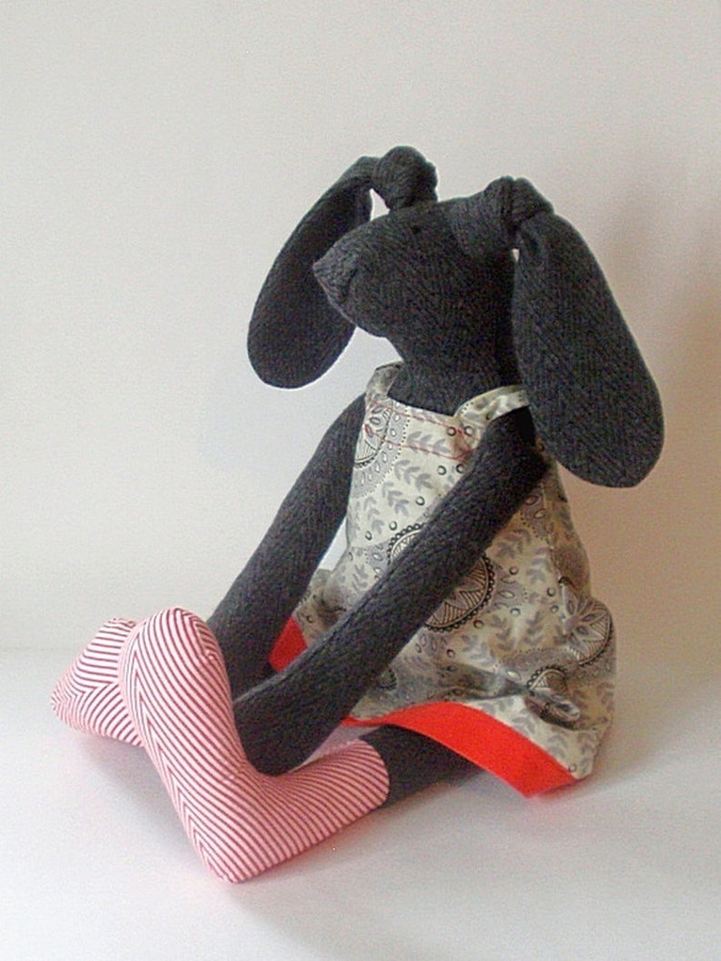 rabbit lover gift bunny baby shower bunny doll handmade bunny plushie bunny soft toy stuffed animal funny sewing toy Rabbit in a dress