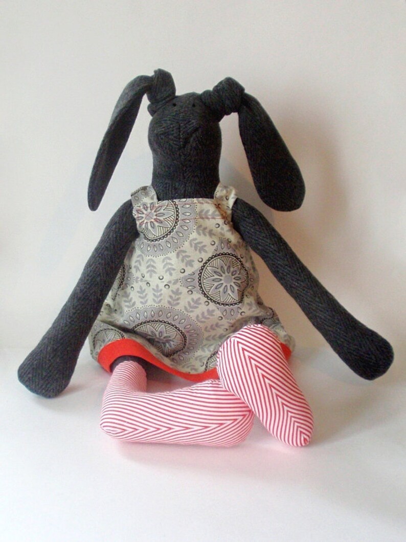 rabbit lover gift bunny baby shower bunny doll handmade bunny plushie bunny soft toy stuffed animal funny sewing toy Rabbit in a dress