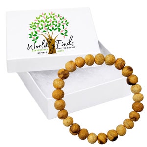 Palo Santo Bracelet Unisex, Hand-Crafted Peruvian Holy Wood Bracelet, Aromatherapy Wood Stretch Bracelet, Sustainable Harvested, Gift Boxed