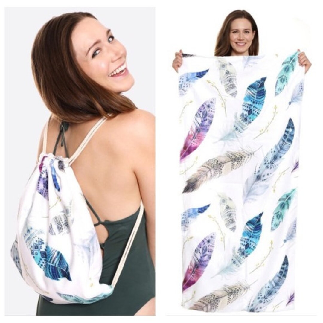 Feather Beach Towel Gift Set Summer Beach Bag and Towel Set Etsy
