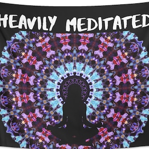 Heavily Meditated Yoga Tapestry, Mandala Wall Hanging Decor,Zen,Om,Meditation Wall Art 60&quot;x51&quot;