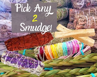 2 Smudge Stick Bundles, YOU Choose -  Organic Smudge Sticks  for Smudging,Home Cleansing, Blessing, Altar Ritual Burning Sage Smudge Sticks